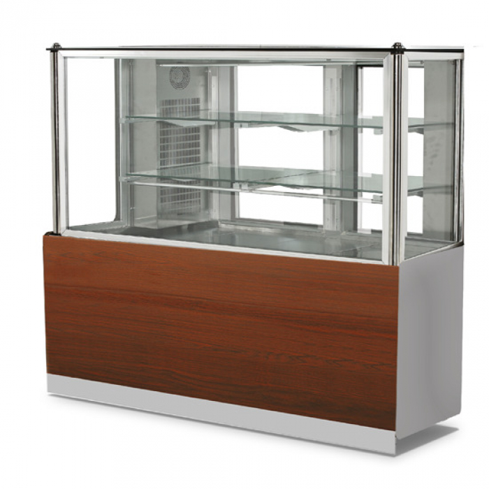 Mastro Kuchenvitrine 100 cm breit mit 2 Regalböden und gerader Frontverglasung | Umluftkühlung